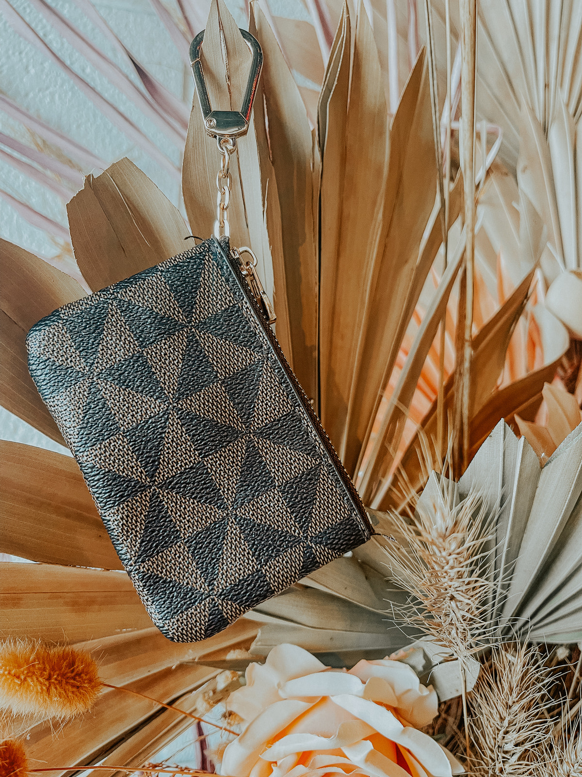 Checkered Coin Purse Keychain