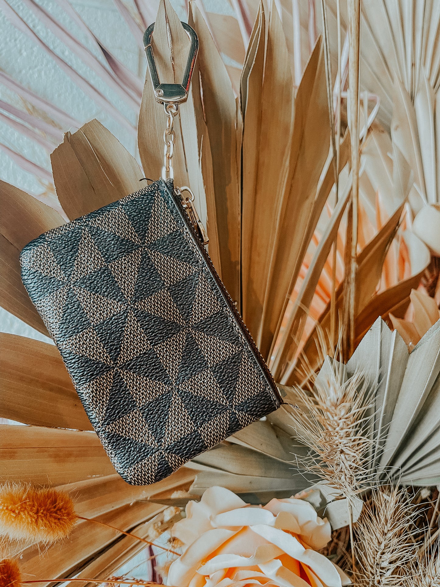 Checkered Coin Purse Keychain