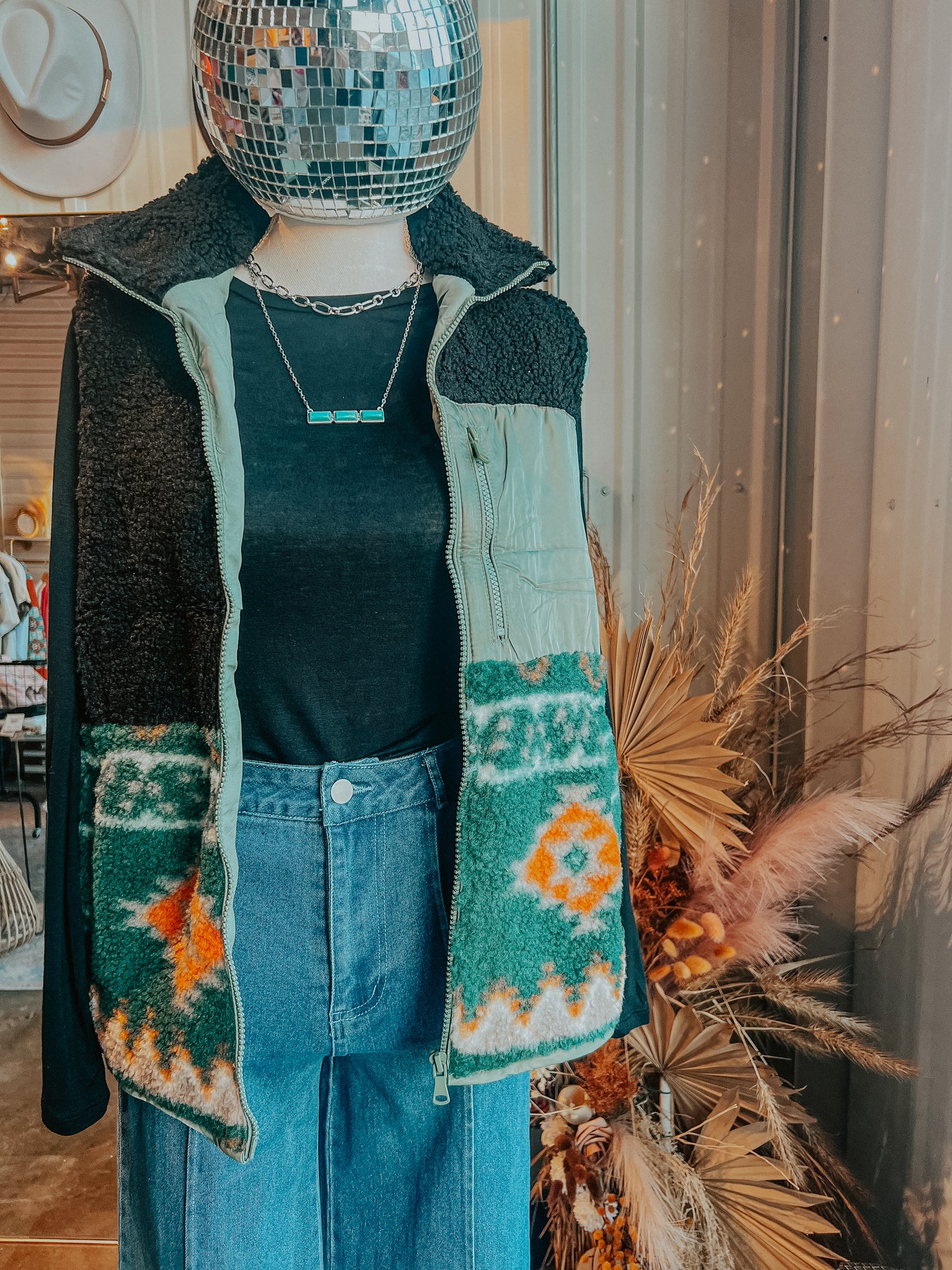 Sherpa Tribal Zip Up Vest