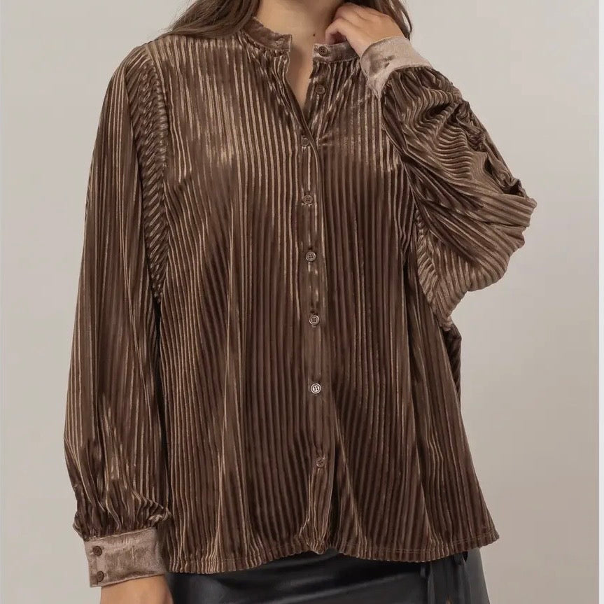 Brown Velvet Blouse