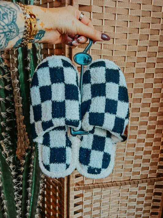 Black & White Checkered Slippers