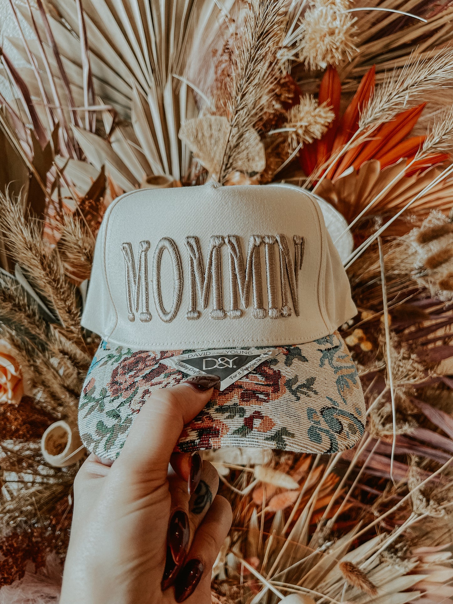 Mommin’ Puff Embroidered Floral Hat