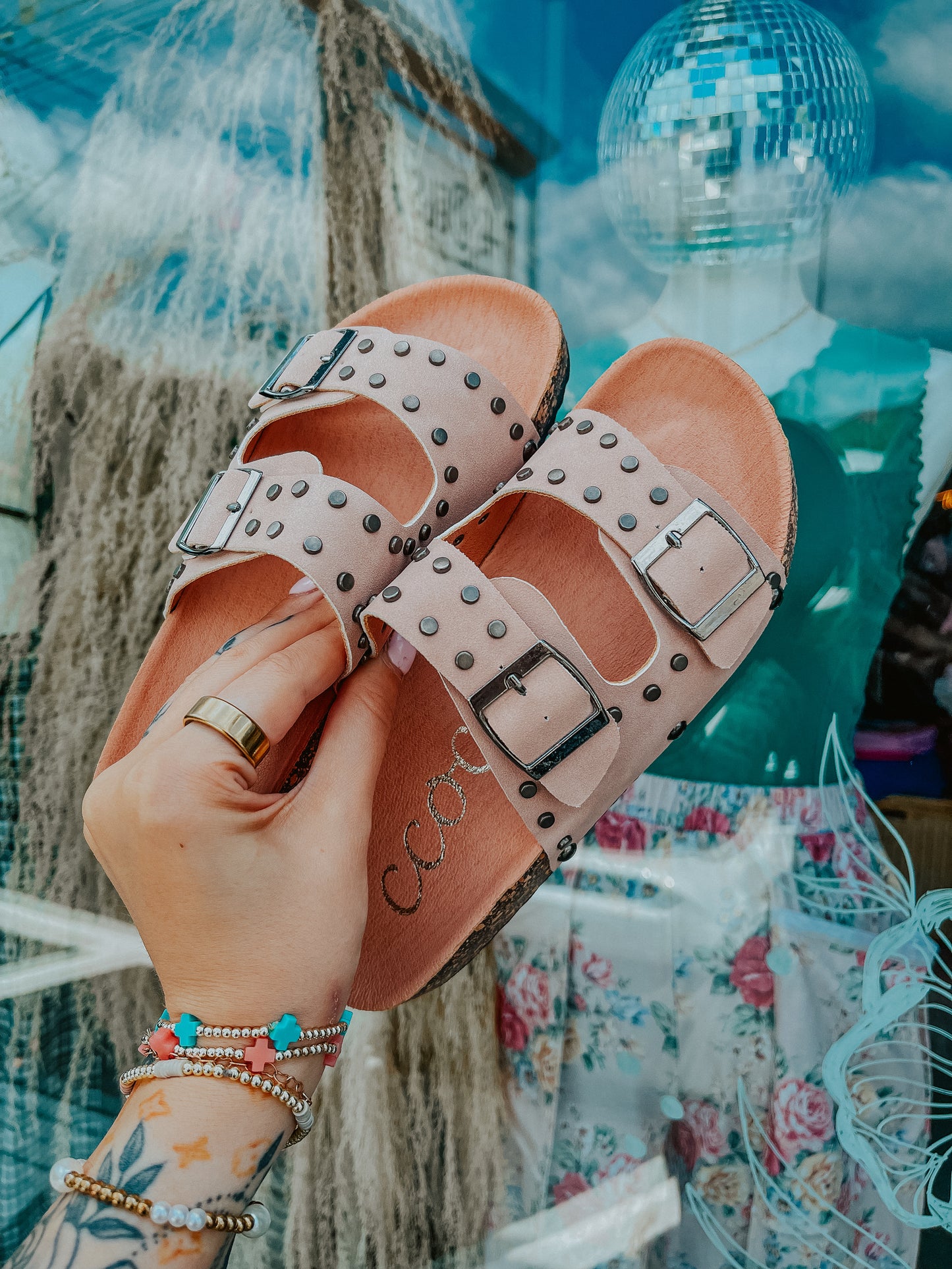 Studded Double Strap Sandals