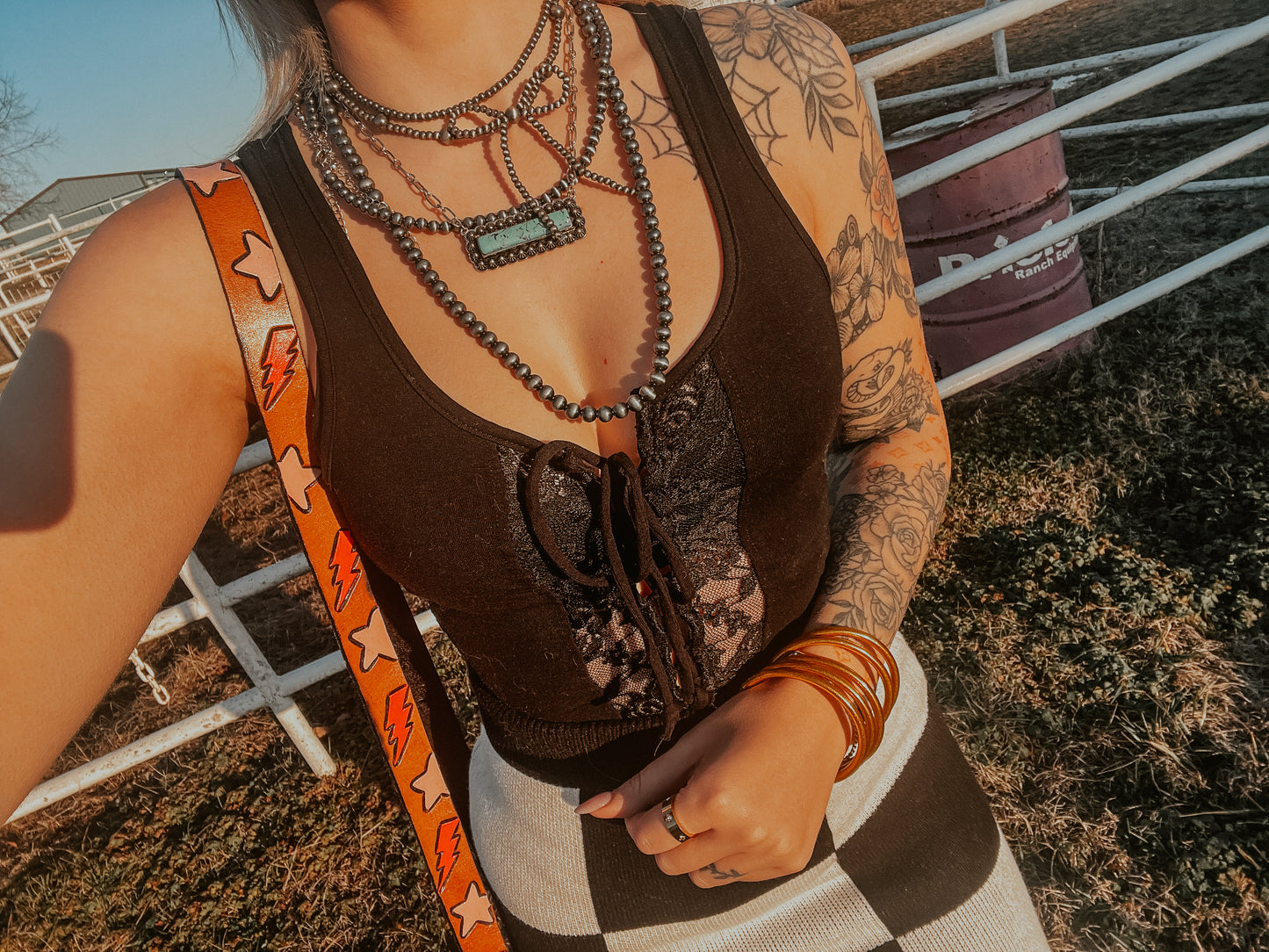 Black Lace-Up Tank Top