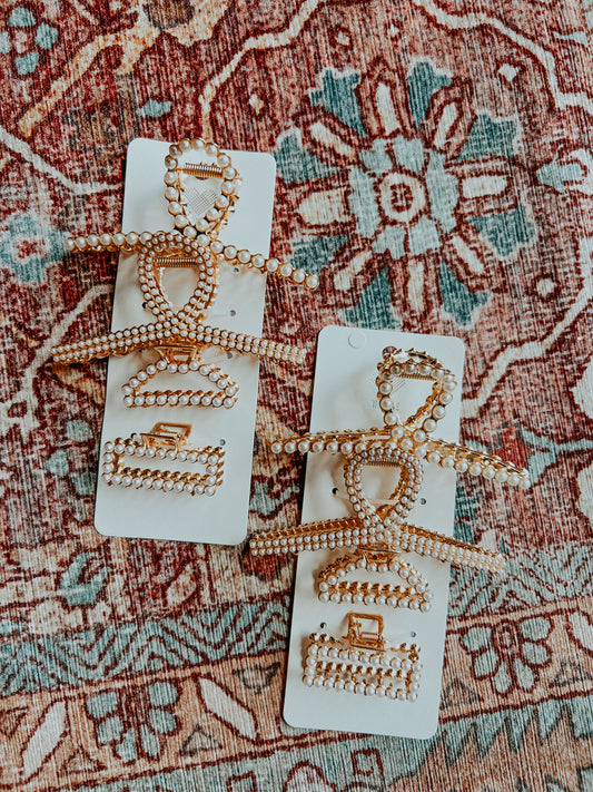 Pearled Assorted Hair Clip Set