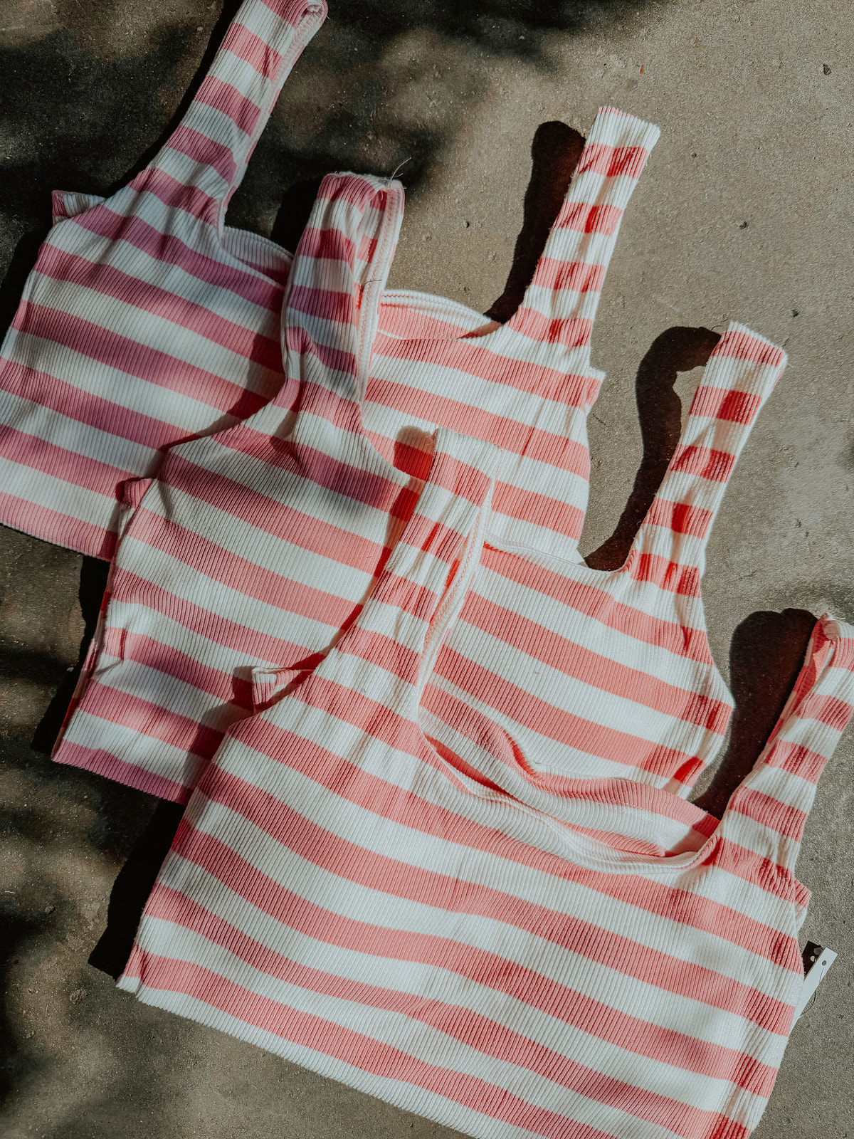 Pink & White Striped Ribbed Tank