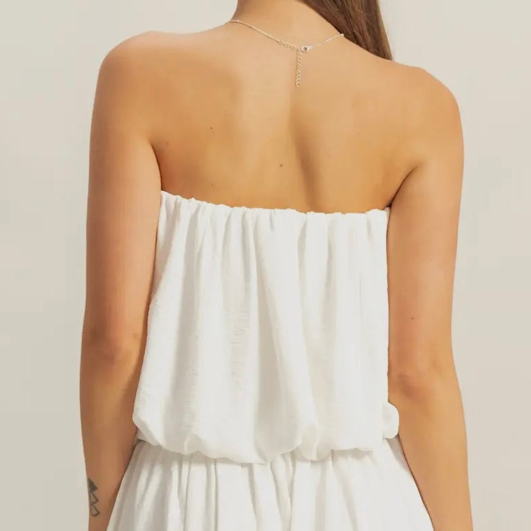 White Bubble Hem Top
