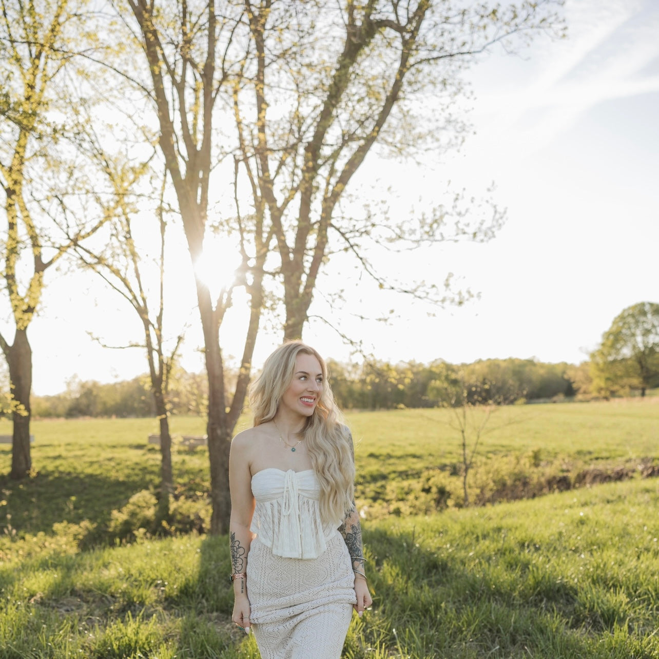 Cream Bandeau Lace Top