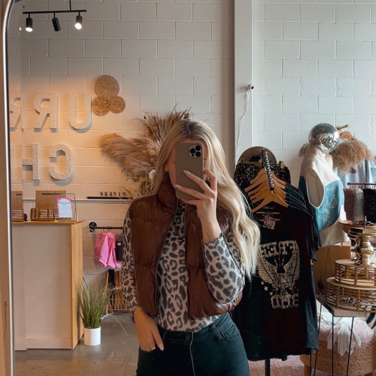 Brown Faux Leather Vest