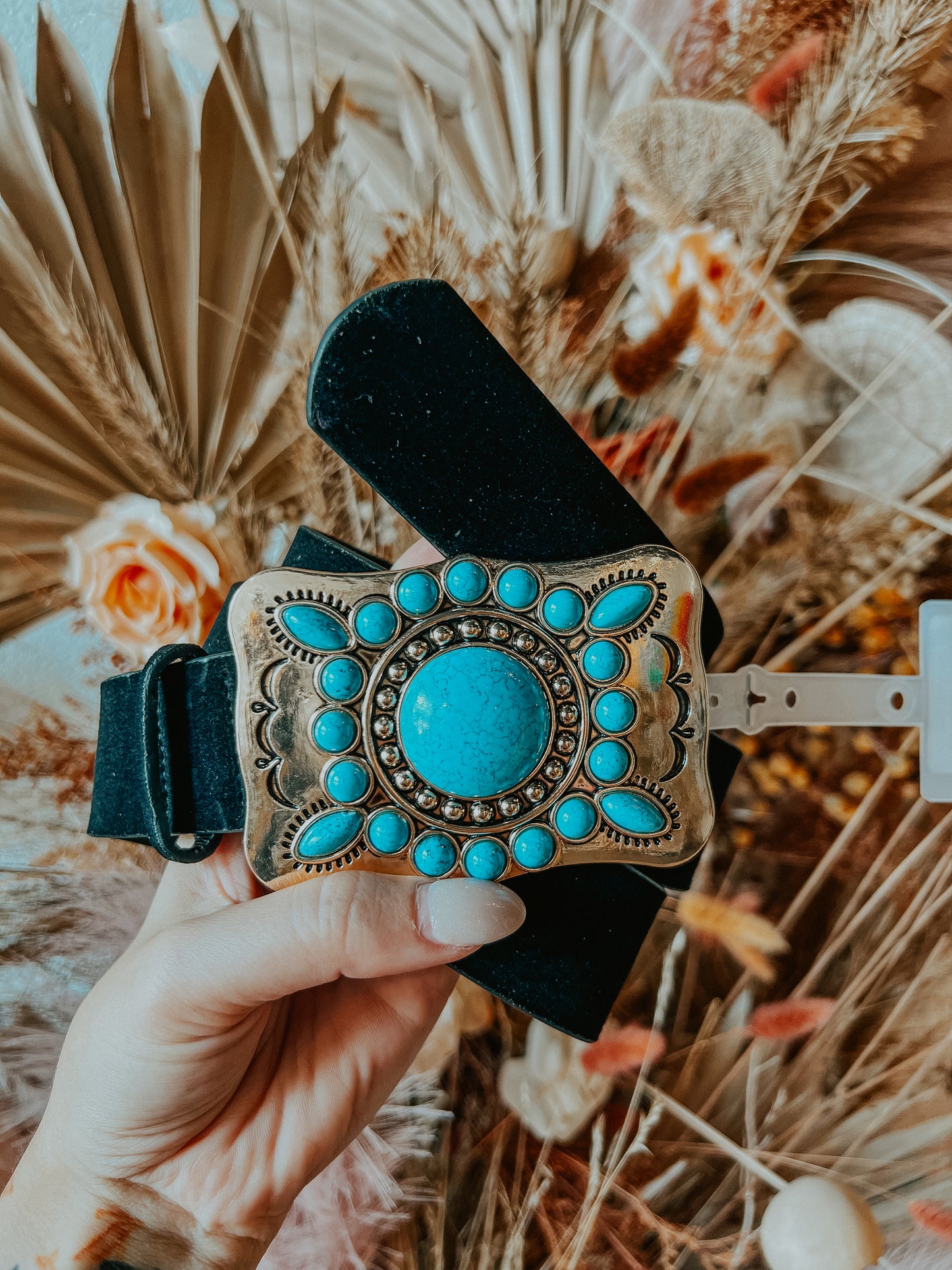 Turquoise Buckle Black Belt