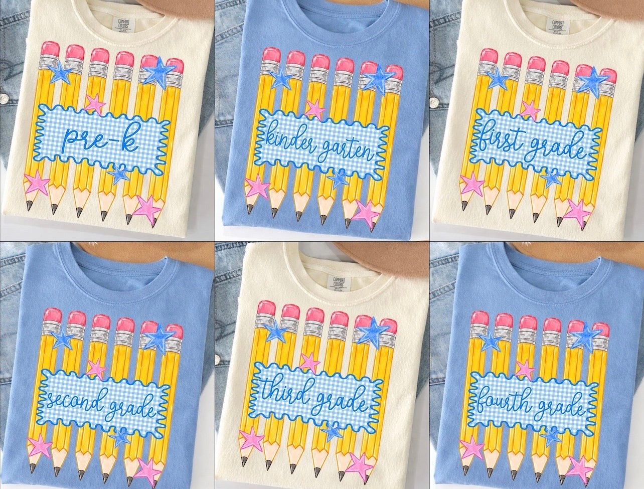 Pencil + Gingham Grades Design T-Shirt