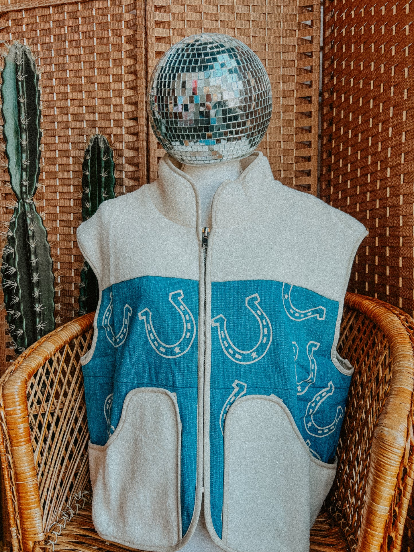 Horseshoe Denim Sherpa Vest