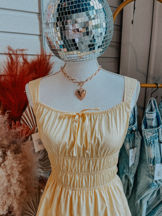 Butter Yellow Ruffle Mini Dress