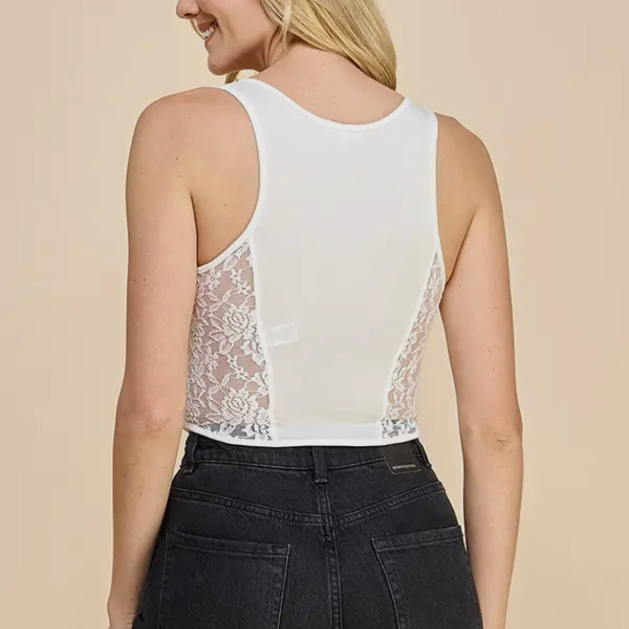 White Lace-Up Tank Top