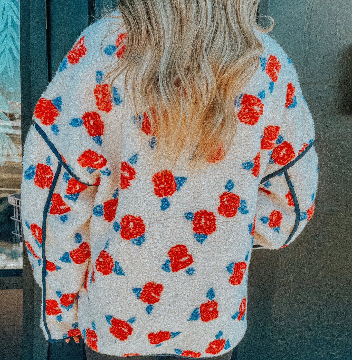 Oversized Floral Sherpa Jacket