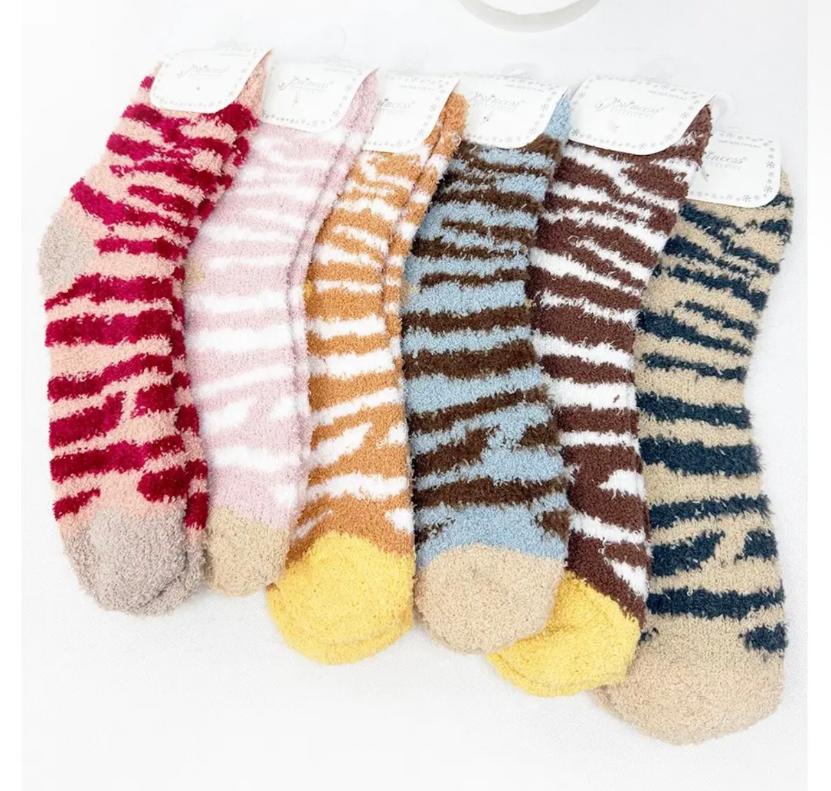Zebra Printed Plushie Socks