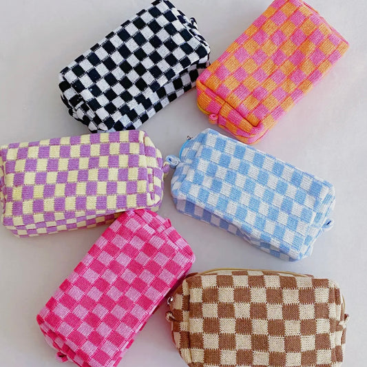 Checkered Cosmetic Bag
