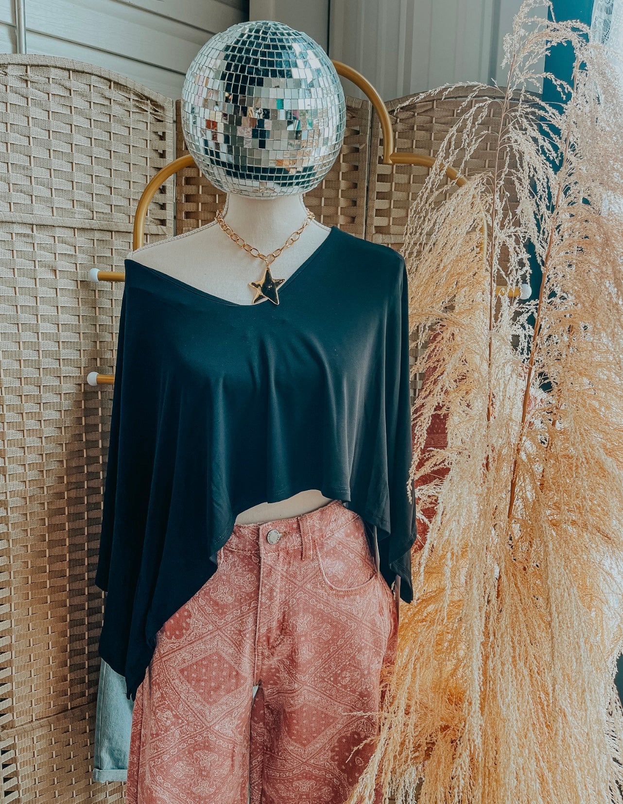 Classic Black Batwing Top