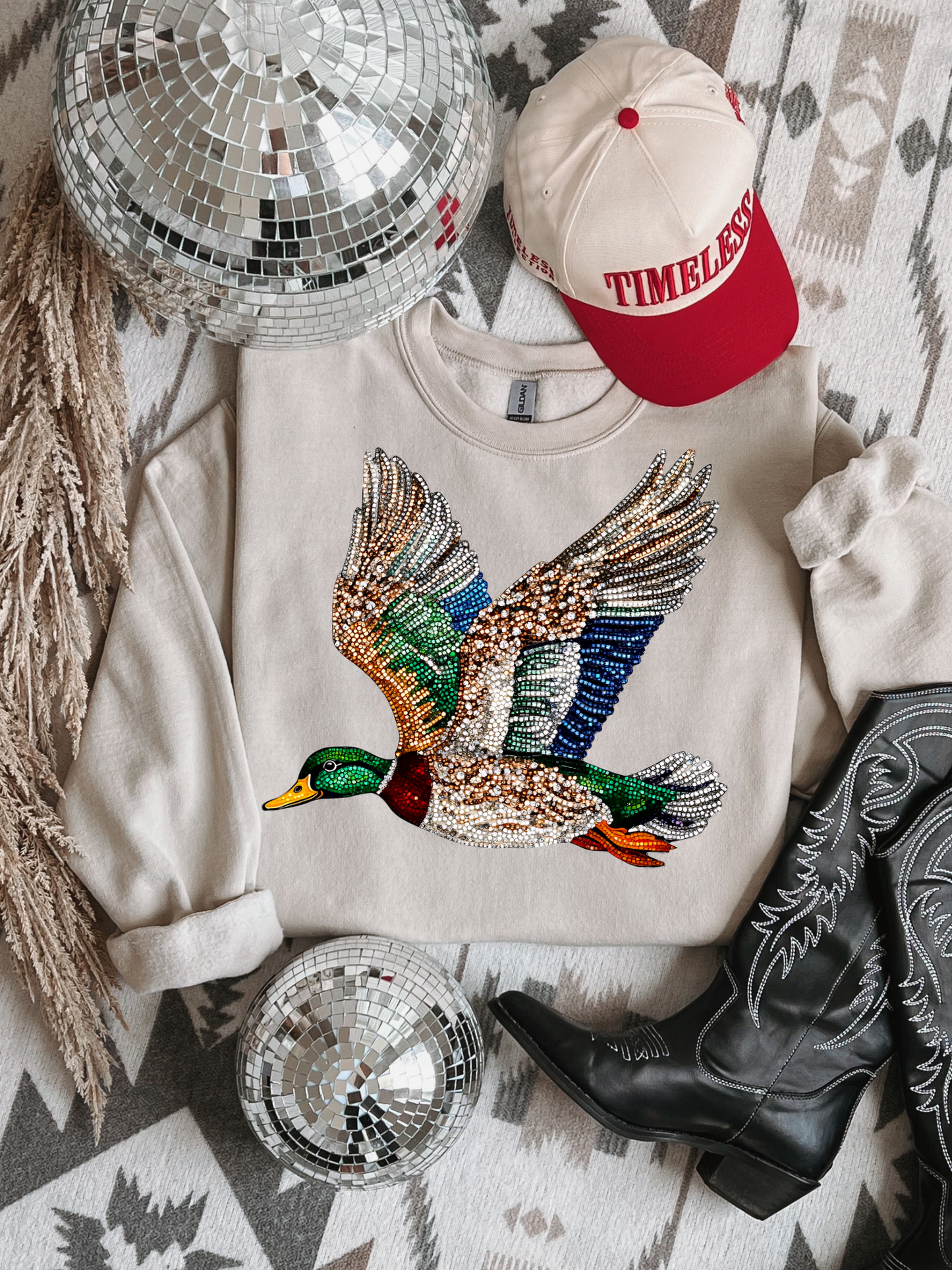 Faux Rhinestone Mallard Duck T-Shirt or Sweatshirt