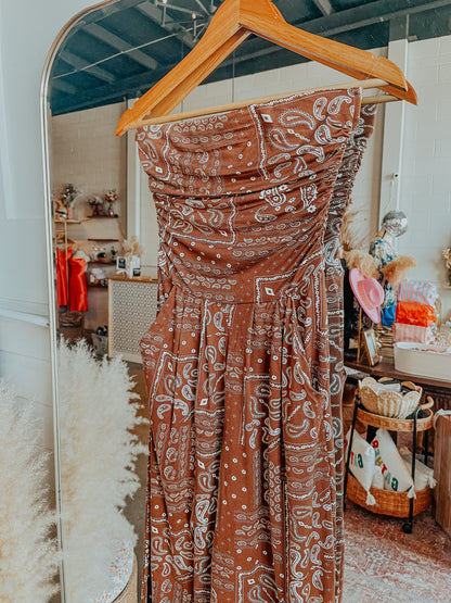 Brown Paisley Printed Jumpsuit
