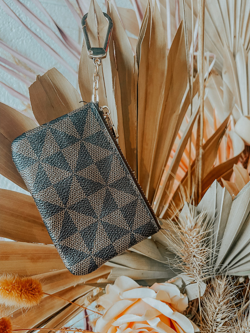 Checkered Coin Purse Keychain