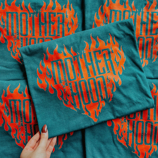 Motherhood Fire Heart Graphic T-Shirt