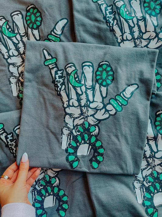 Turquoise Skeleton Graphic T-Shirt
