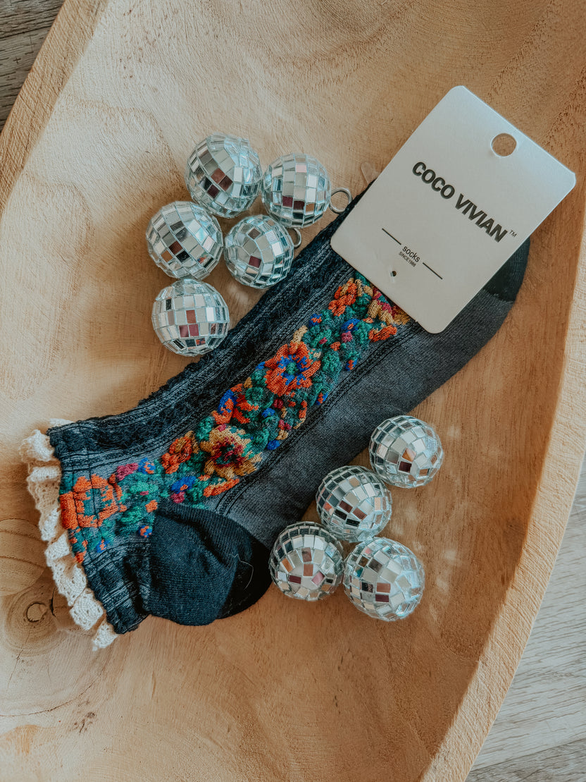 Vintage Floral Lace Ruffle Socks