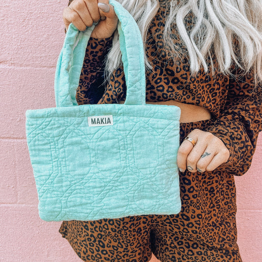 MAKIA Baby Blue Quilted Tote Bag