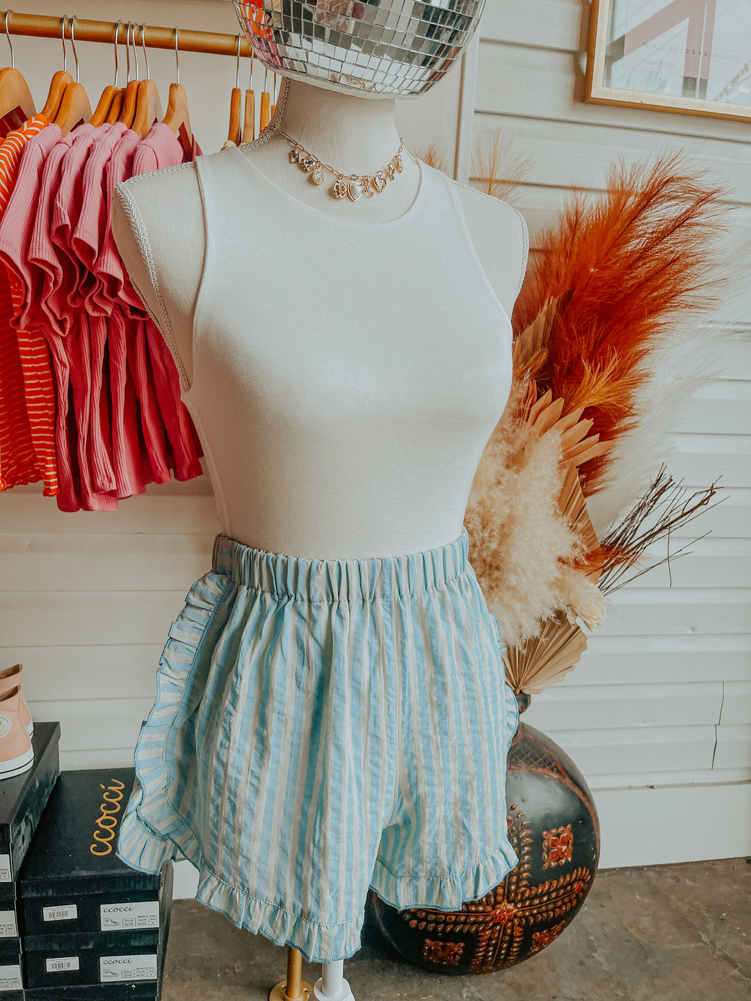 The Boho Stripe Ruffled Shorts