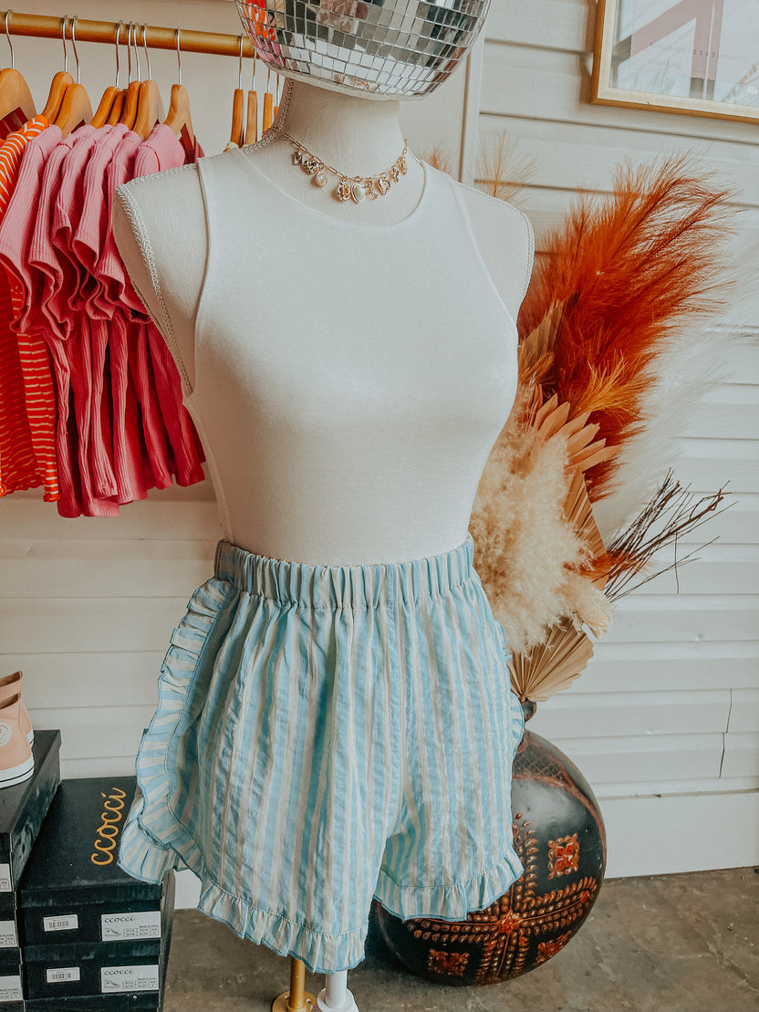 The Boho Stripe Ruffled Shorts