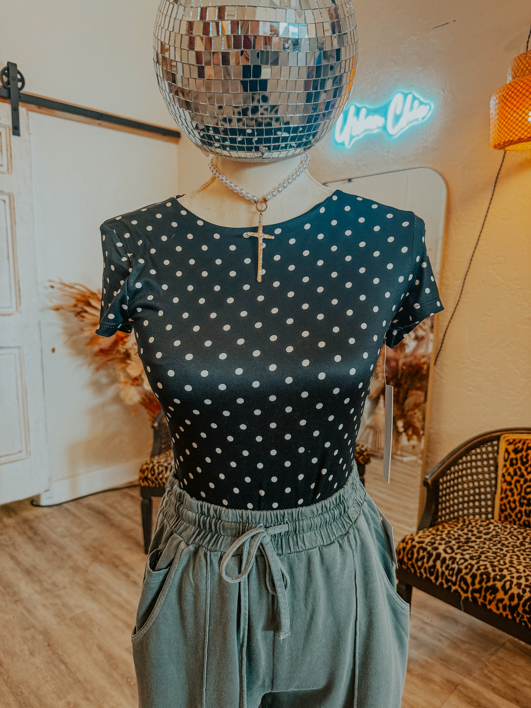 Black & White Polka Dot Short Sleeve Bodysuit