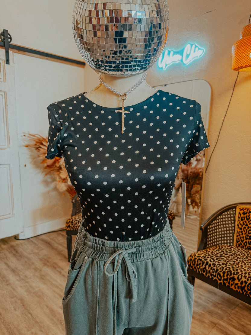 Black & White Polka Dot Short Sleeve Bodysuit