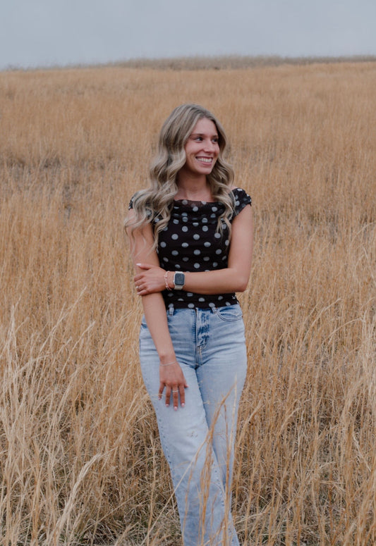 Black & White Polka Dot Off The Shoulder