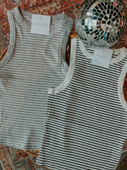 Basic Ribbed Striped Tank
