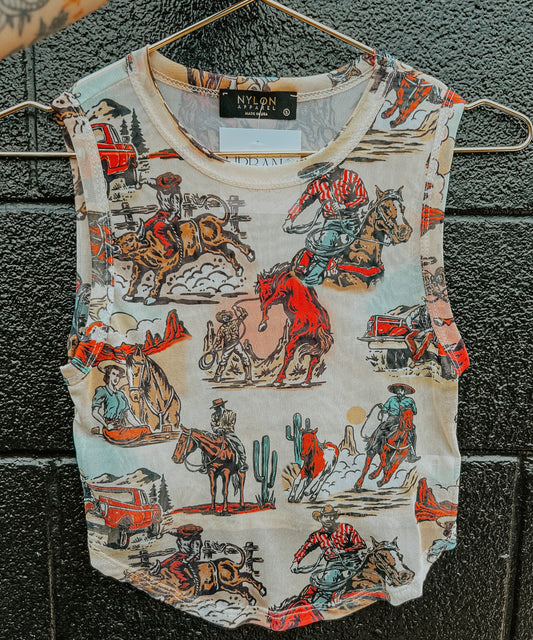 Western Rockin Mesh Tank Top