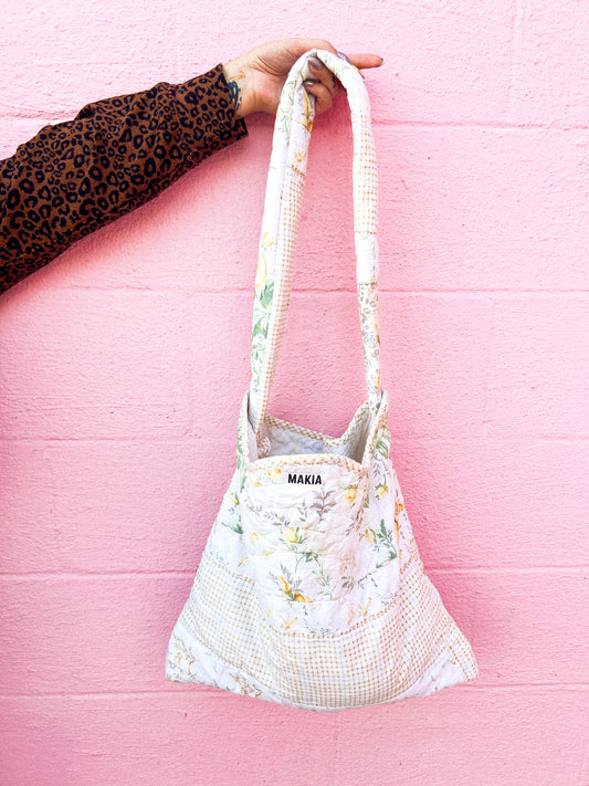 MAKIA Yellow Floral Quilted Tote Bag