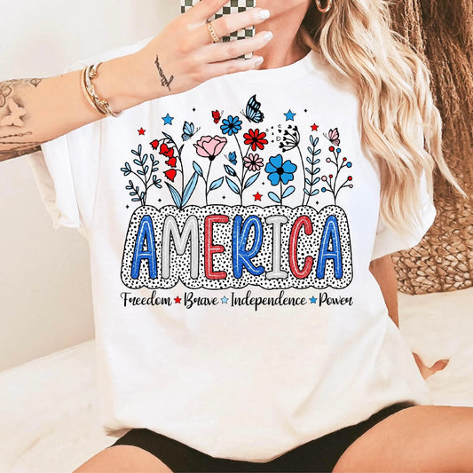 America Floral Graphic