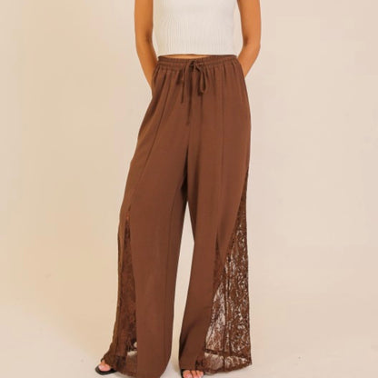 Chocolate Wide Leg Lace Pants
