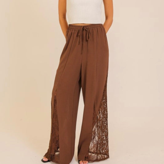 Chocolate Wide Leg Lace Pants