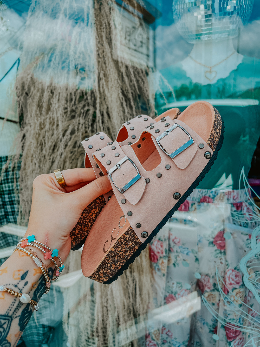 Studded Double Strap Sandals