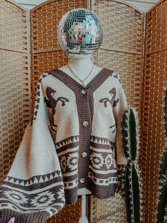 Western Graphic Knit Cardigan