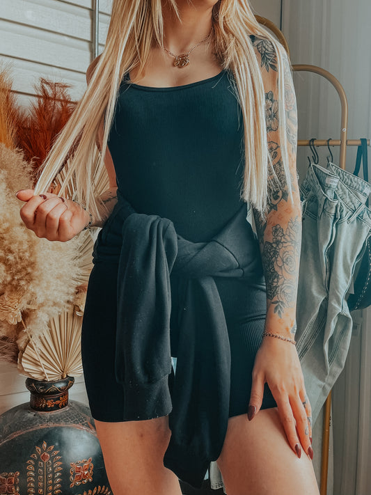 Black Athletic Cami Romper