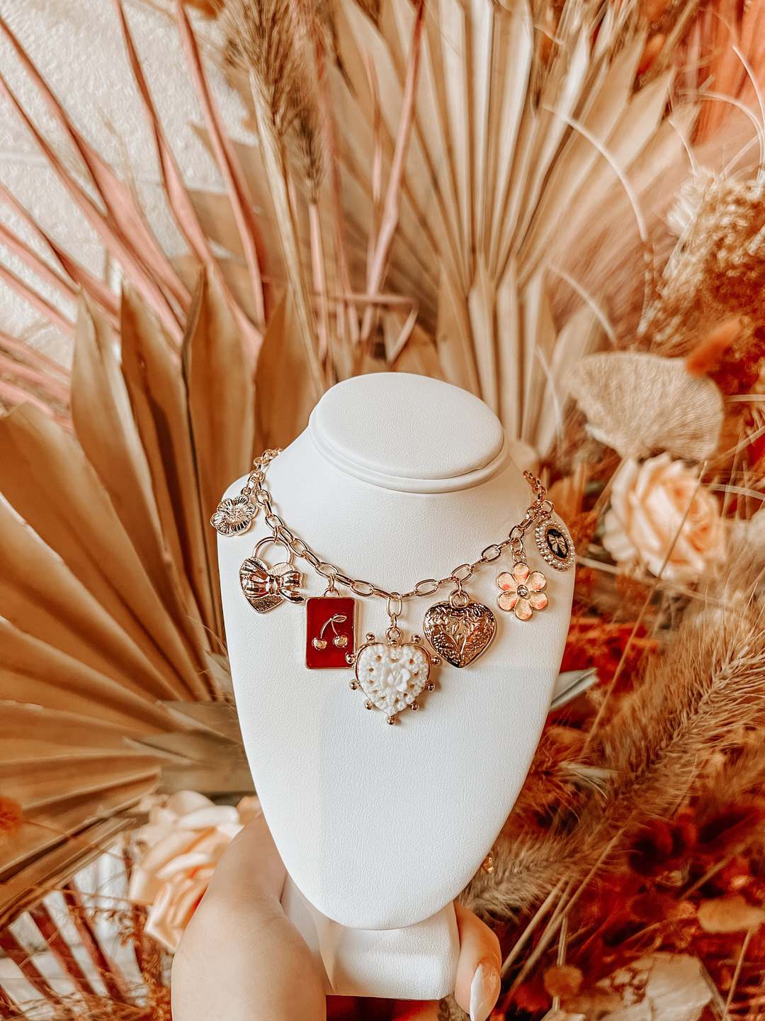 Bow Cherry Charm Neckalce