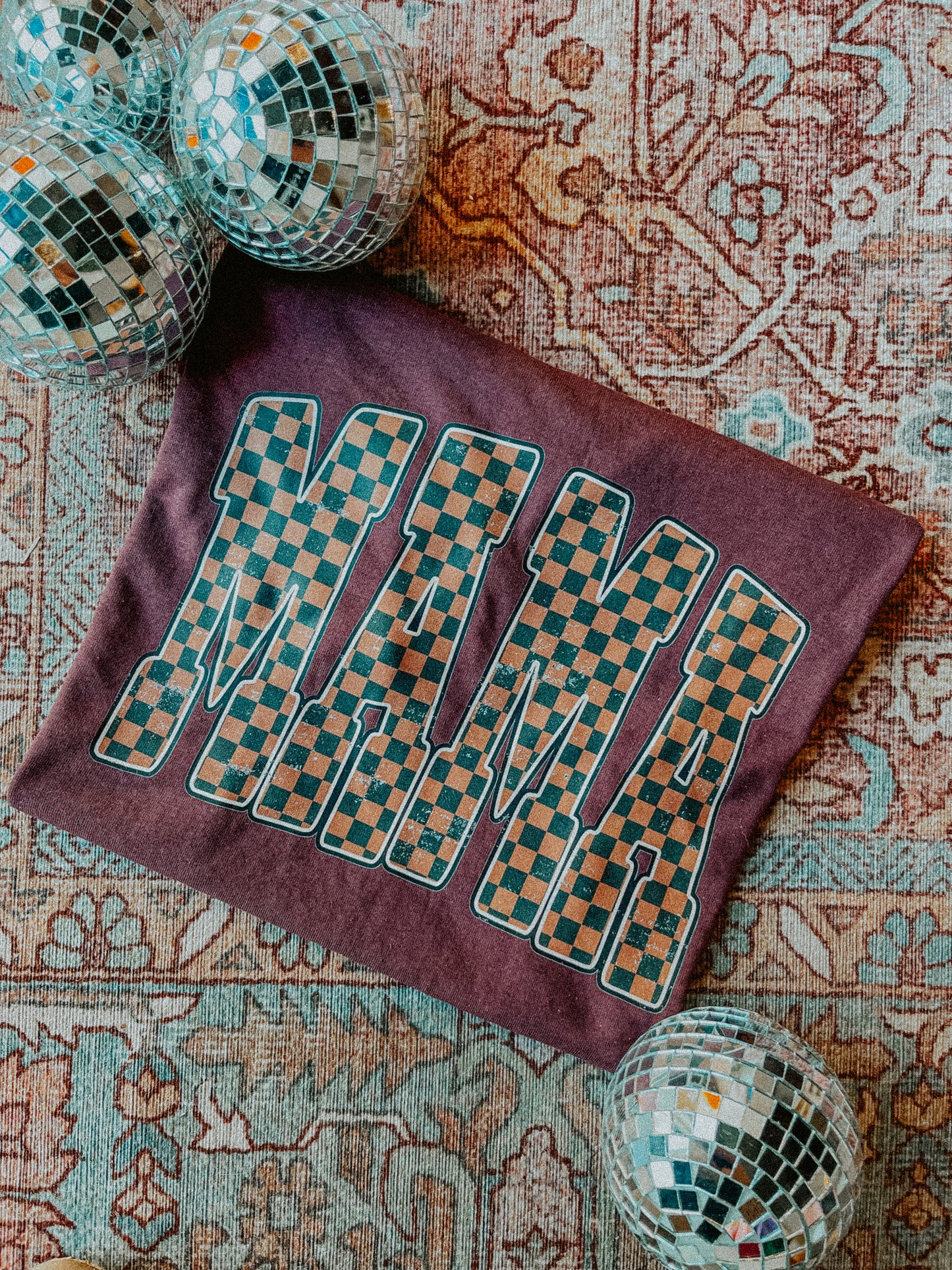 Mama Checkered Graphic T-Shirt