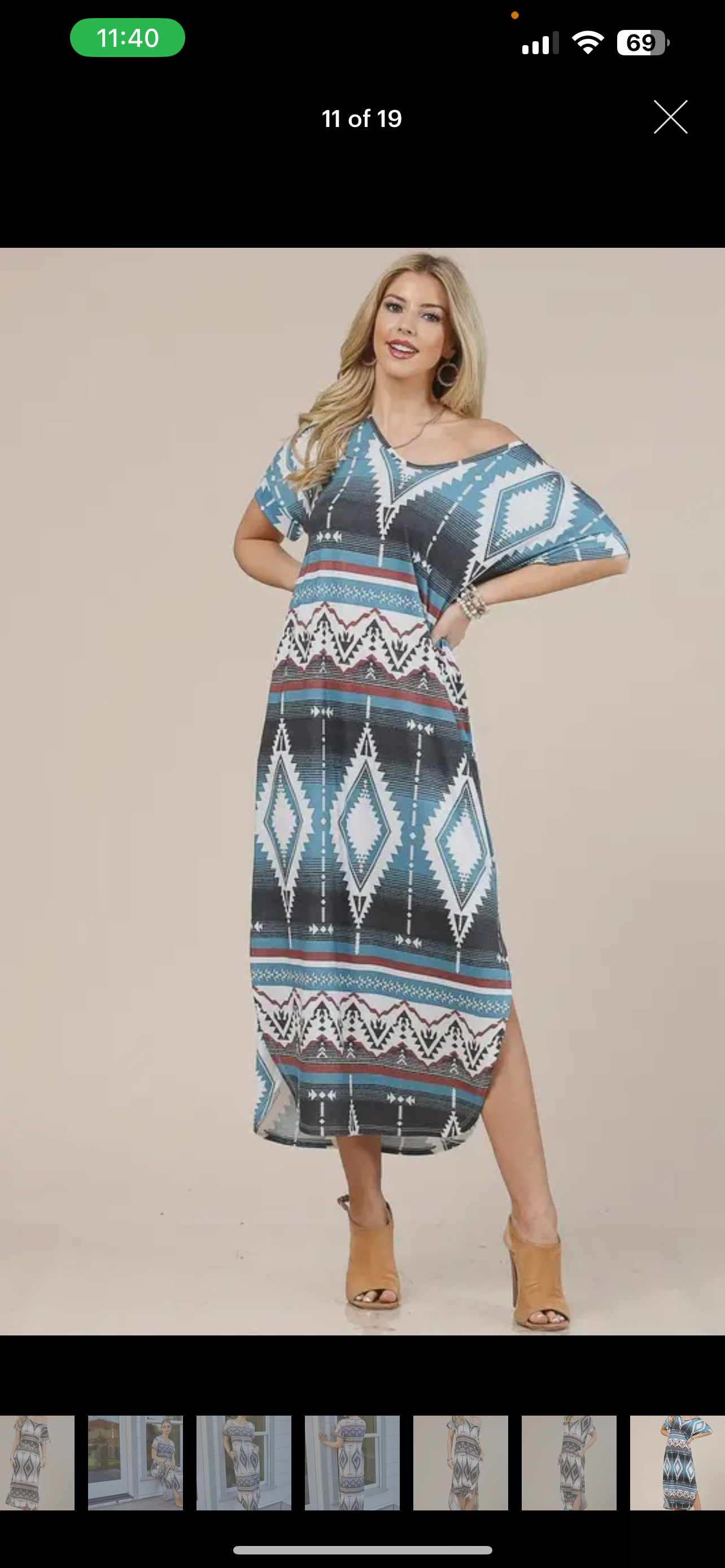 Western Teal Aztec Dress