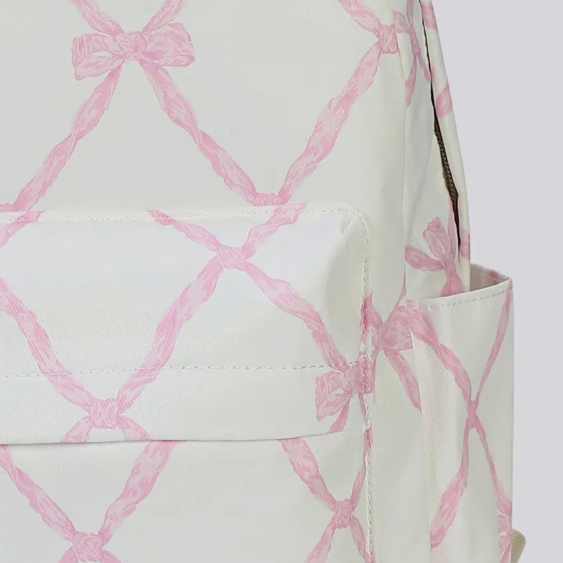 Cream and Pink Ribbon Backpack