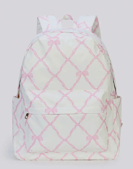 Cream and Pink Ribbon Backpack