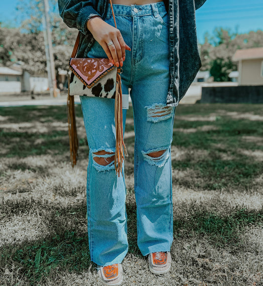 High Waisted Wide Leg Denim