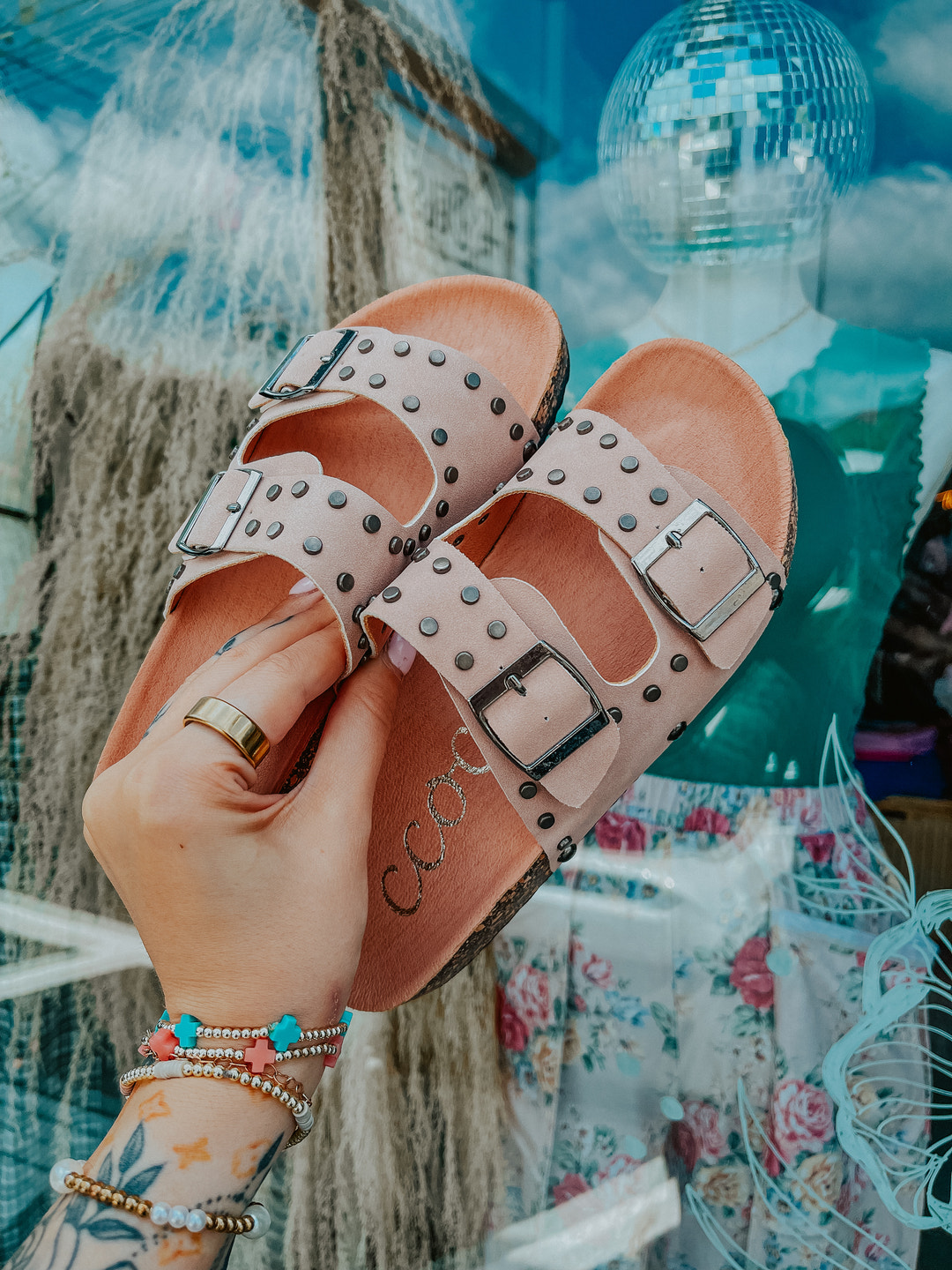 Studded Double Strap Sandals